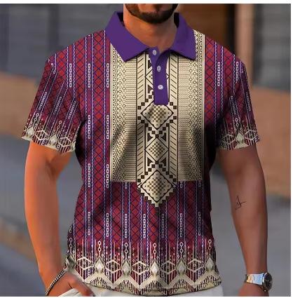 3D Printed Vintage Race Pattern Polo Polo Shirt Clothing Casual Short Sleeve Lapel Golf Lining