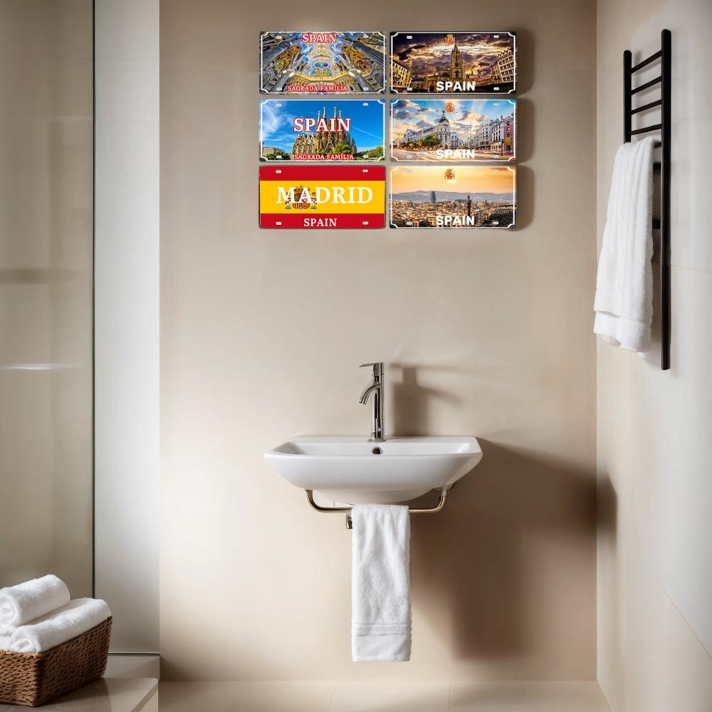 YZFQ Spain Madrid  Vintage Metal Sign Barcelona Tin Plate Tourist Souvenir For Wall  Bar Garage Home Decor 12X6inch JM-0174