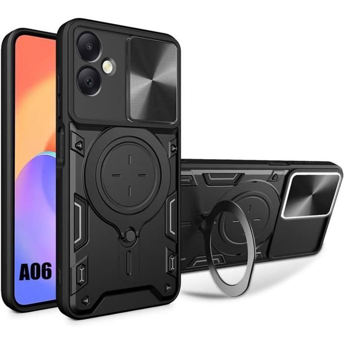 Coque de protection - BOOLING - Samsung Galaxy A06 - Rigide Antichoc - Support Anneau - Noir