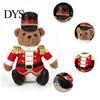 Winter Holiday Fireplace Decoration Christmas Soldier Bear Nutcracker Plush Figurine, Red Green Uniform Sitting Decor Doll for Home, Soft Stuffed