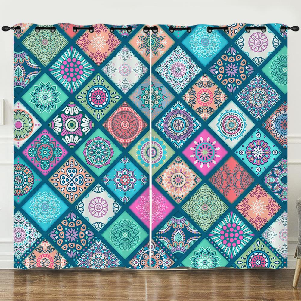 Vorhang Ethnischer Stil 3D Digitaldruck Verdunkelungsvorhang Ösen