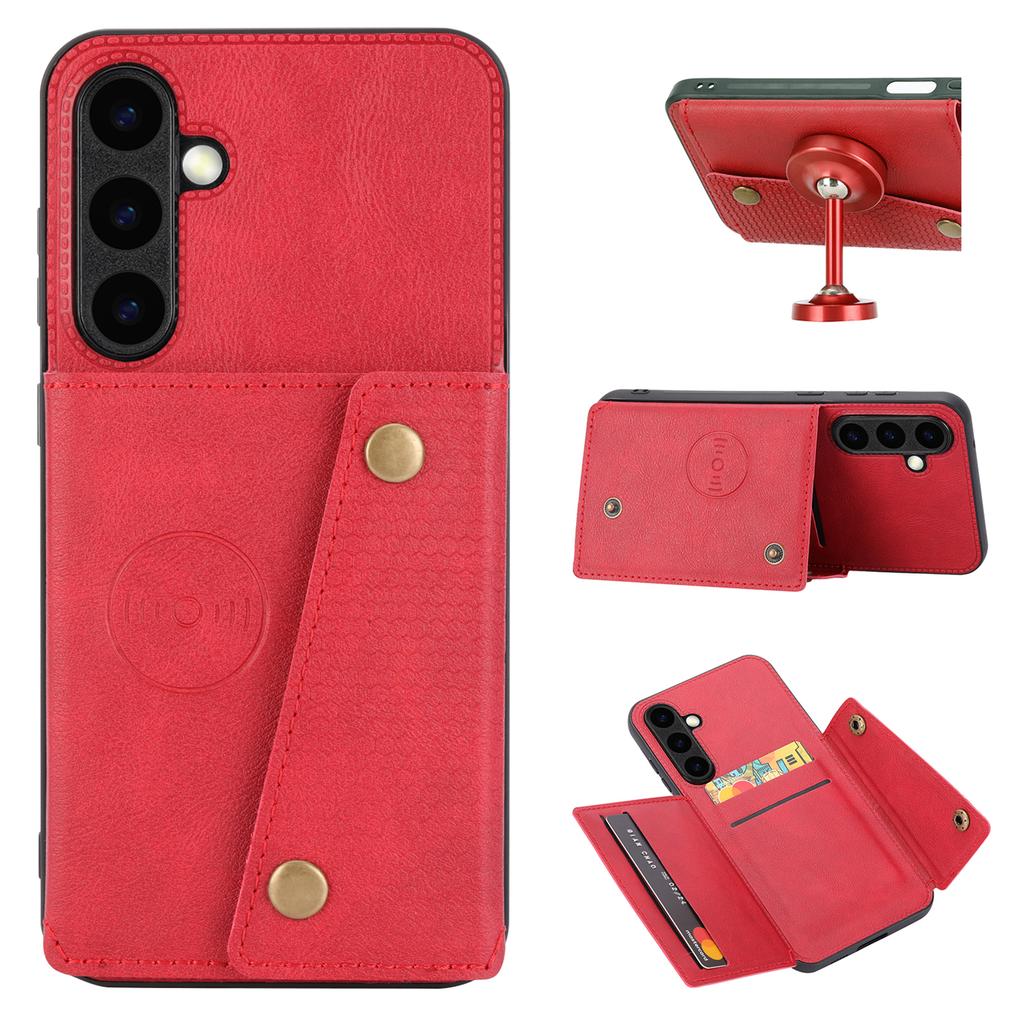 For Samsung Galaxy S26+ Case with Card Slots Kickstand Leather + TPU Phone Cover