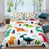 Cute Cartoon Dinosaur Duvet Cover For Boy Girl 2/3Pcs Kawaii Animal Dinosaur Print Bedding Set Twin Queen Microfiber Quilt Cover