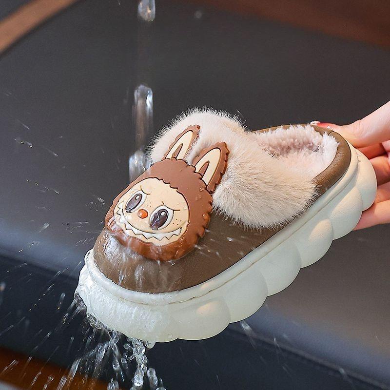 Niedliche Baumwollpantoffeln für Kinder, Wasserdichte Indoor-Anti-Rutsch-Pantoffeln für Jungen und Mädchen Herbst und Winter