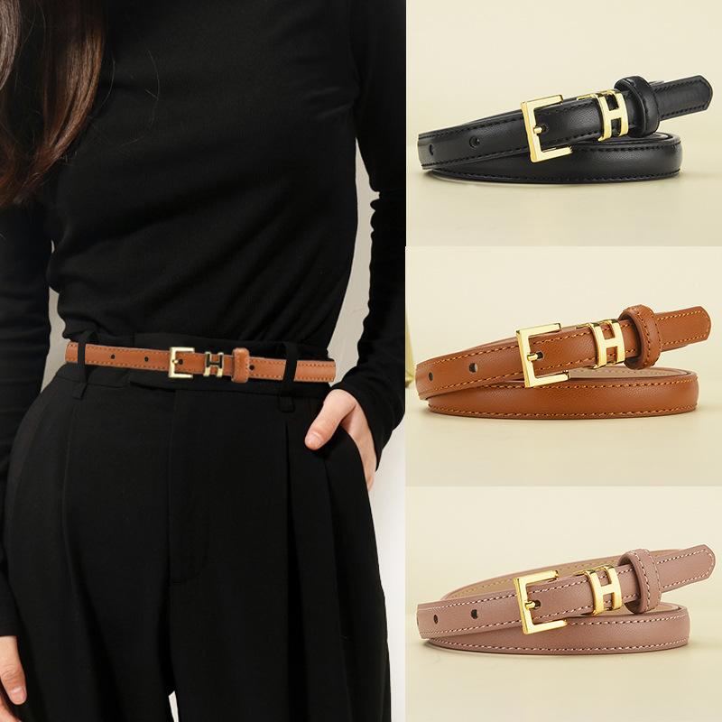 Small Belt Women'S Simple Thin Belt Women'S Decoration High-End Jeans Belt Narrow Trendy Black