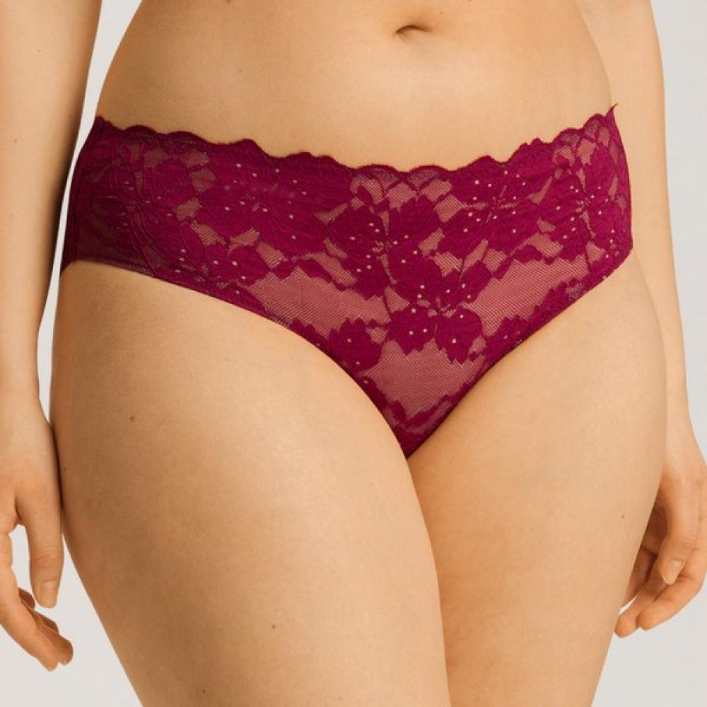 Hanro High Cut Lace Midi Brief  70906   Black Beauty   Deep Poppy 