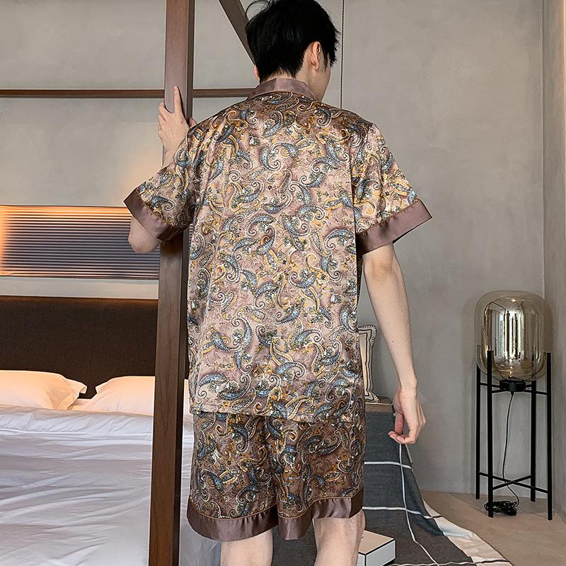Men's Spring/Summer 2024 Ice Silk Pajamas - Short & Long Sleeve Set