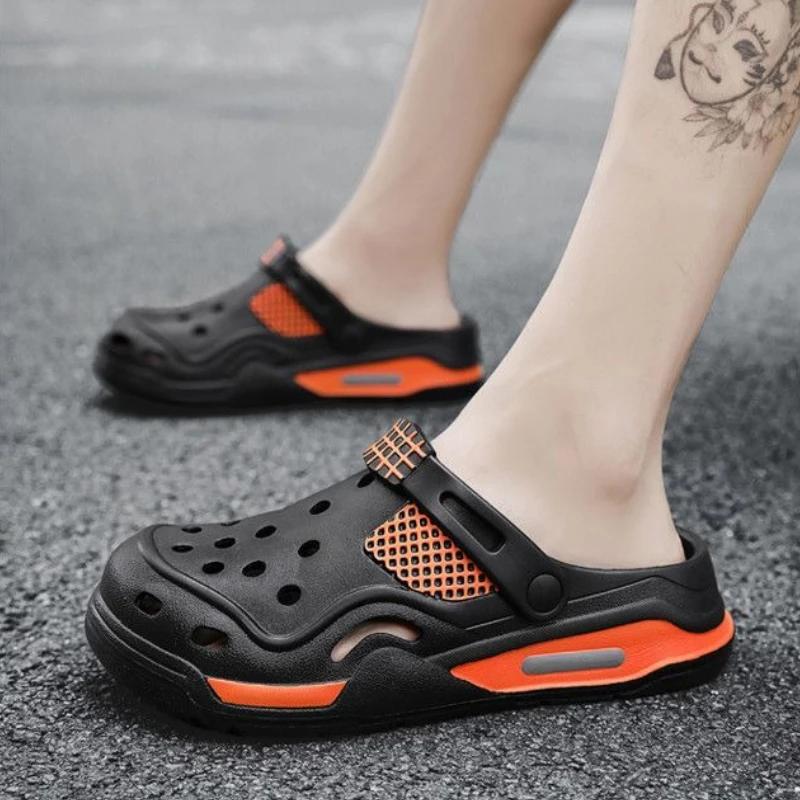 Fashion Slides Hole Platform Men's Shoe Outdoor Designer Luxury Trend 2025 Original Fashion Elegant Adult Eva Rubber Style Male Slipper