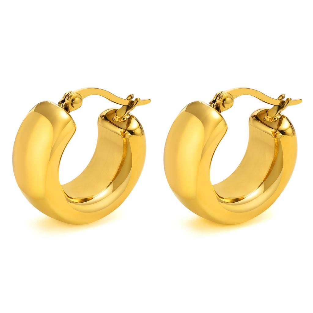 Tube Blod Huggie Hoop Earring for Women, Circle Hoops Stainles Steel Thick Simple Jewelry