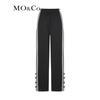 MO&Co. Elastic High Waist Contrast Trim Side Slit Casual Pants