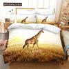 Deer Duvet Cover Set King Polyester Bedding Set For Kid Children Gift Bedding Set 3D Animal Giraffe Purple Theme Comforter Cover
