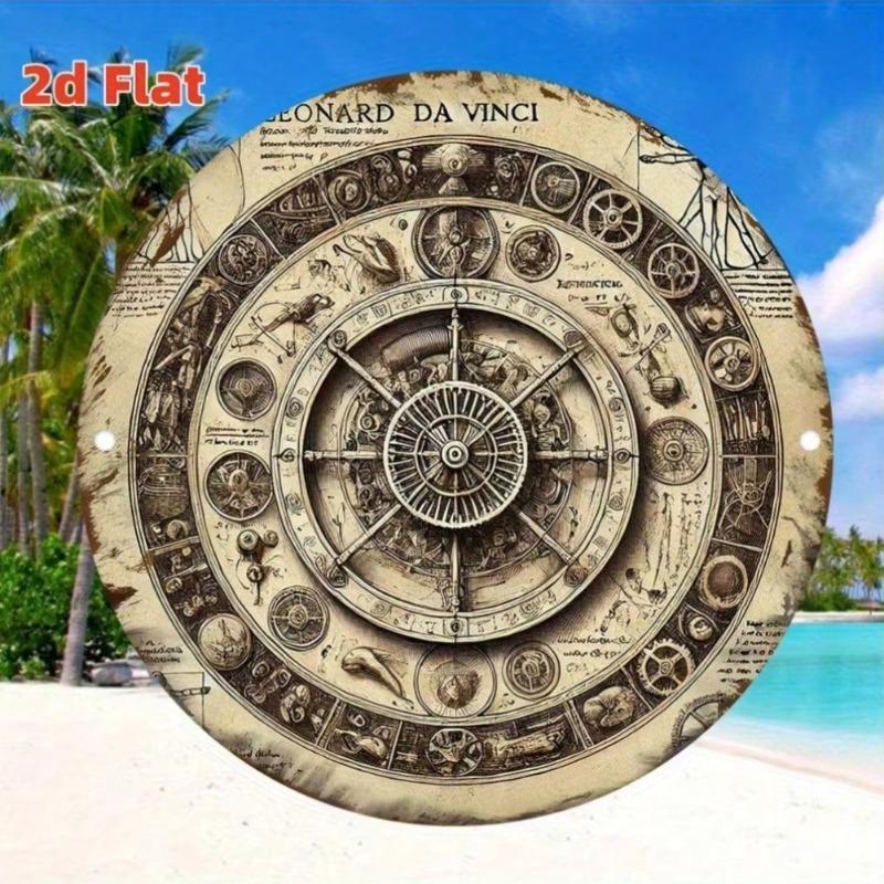 Vintage Da Vinci Metal Art Sign Mechanical Gears Anatomy Weatherproof Indoor Outdoor Wall Decor