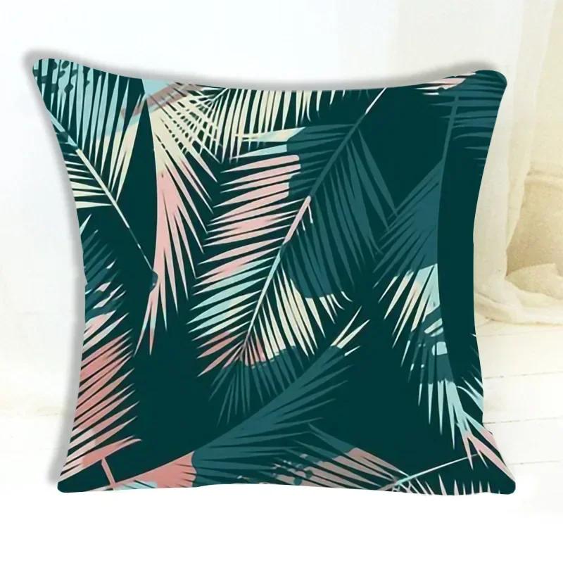 Tropical Plant Pattern Cushion Cover Abstract Leaf Pillowcase Living Room Bedroom Sofa Decorative Pillowcase 45*45Cm