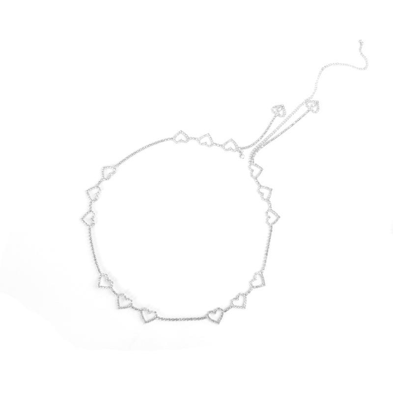 

Exaggerated Sparkling Rhinestone Heart Waist Chain for Women - Cross-Border Fashion Accessory срібний