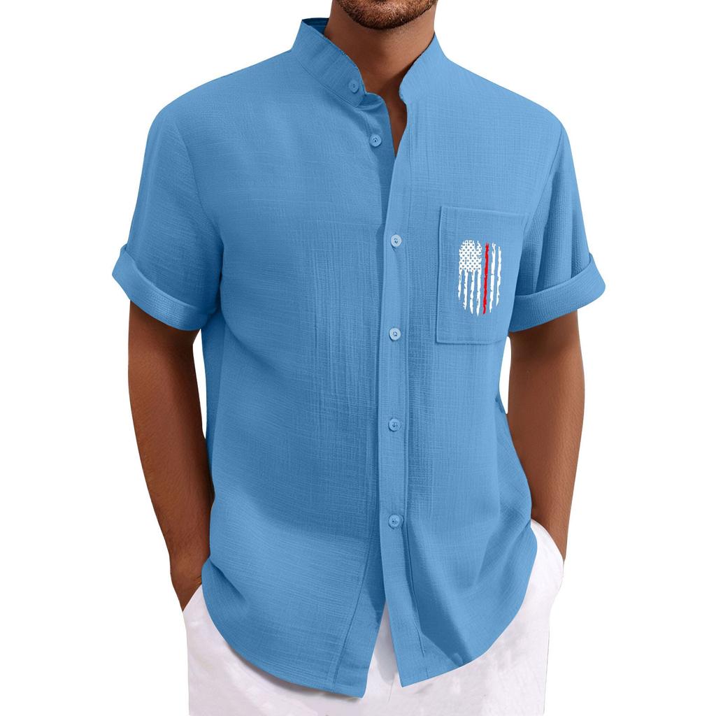 Men'S Casual Loose Short Sleeved Printed Shirt With Fashionable Top