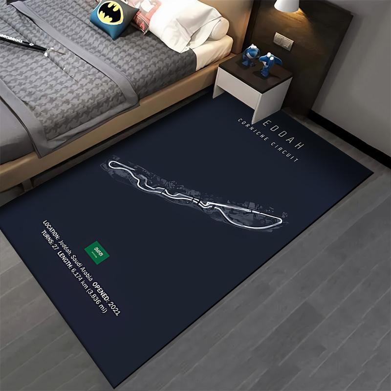 Jeddah Corniche Circuit Map Design Rug Suitable for use as an anti-slip game mat for living room and bedroom sofas