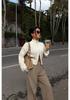 European & American Style Knit Zipper Cardigan: Women's Half-high Collar, Loose Long Sleeve, Cropped Soft Fluffy Sweater.
