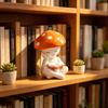 Healing-themed Resin Figurine of Little Mushroom - An Adorable Coffee-drinking and Reading Desk Decoration Item for The Tabletop.