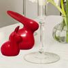 Home Décor Ceramic Rabbit Figurines (Set of 2, Red Color)