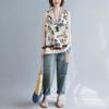 All Match V-neck Sleeveless Vest T-shirt for Women Summer Loose Fit Slimming Printed Base Shirt Fashion Trend Top