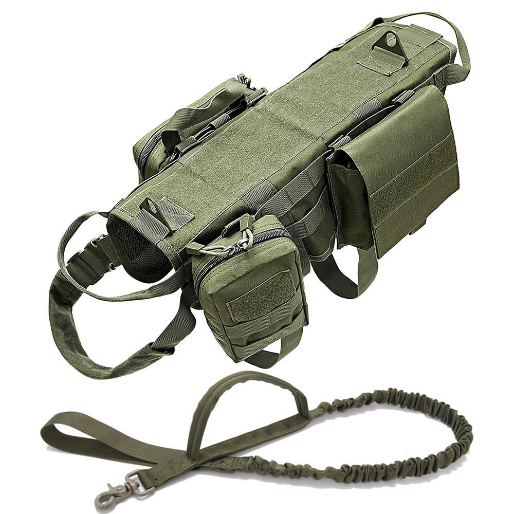 Tactical Camouflage Dog Harness Leash Set Military Training Vest for German Shepherd Malinois Working Dogs Pet Supplies