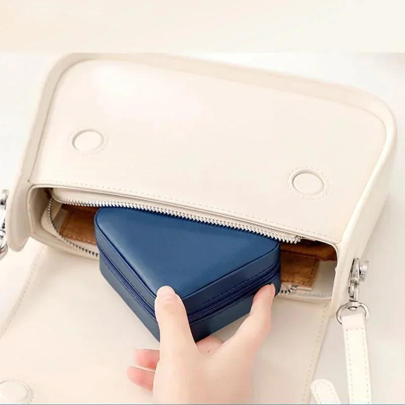 New Portable Jewelry Earrings Storage Box Travel Organizer Jewelry Case Leather Storage Necklace Ring Jewelry Organizer