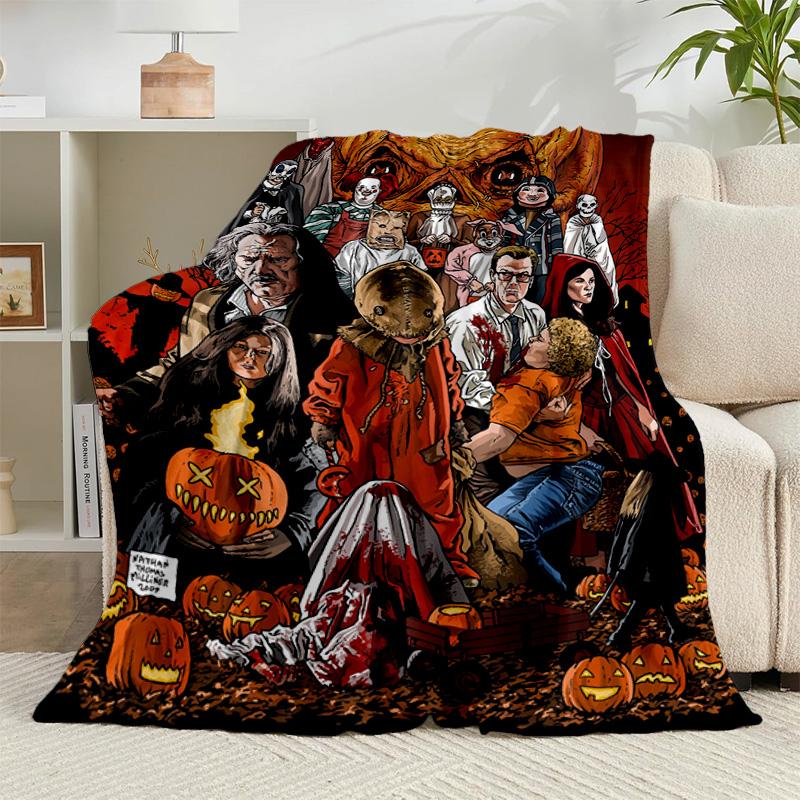 1PC Horror Movie Characters Flannel Blanket Gift, Suitable for Both Men And Women, Soft Ideal for Beds And Sofa, Birthday Or Christmas Gift