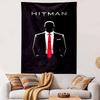 Tapestry Hitman Agent 47 Silhouette Red Tie Assassin Game Wall Hanging Men Cave Bedroom Decor