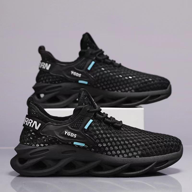 Sommer neue tägliche Lauf-Sport-Schnür-Trend-Herrenschuhe Mesh-Netz atmungsaktiv Low-Top Klingenboden - Viertel