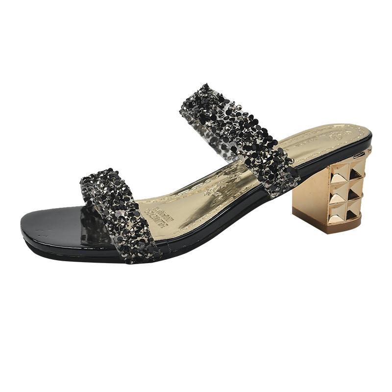 Thick Soled Sandals for Women Summer Outdoor New Sequin Fashion Crossover Summer Muffin Flip Flops Woman Fashion Casual Shoes