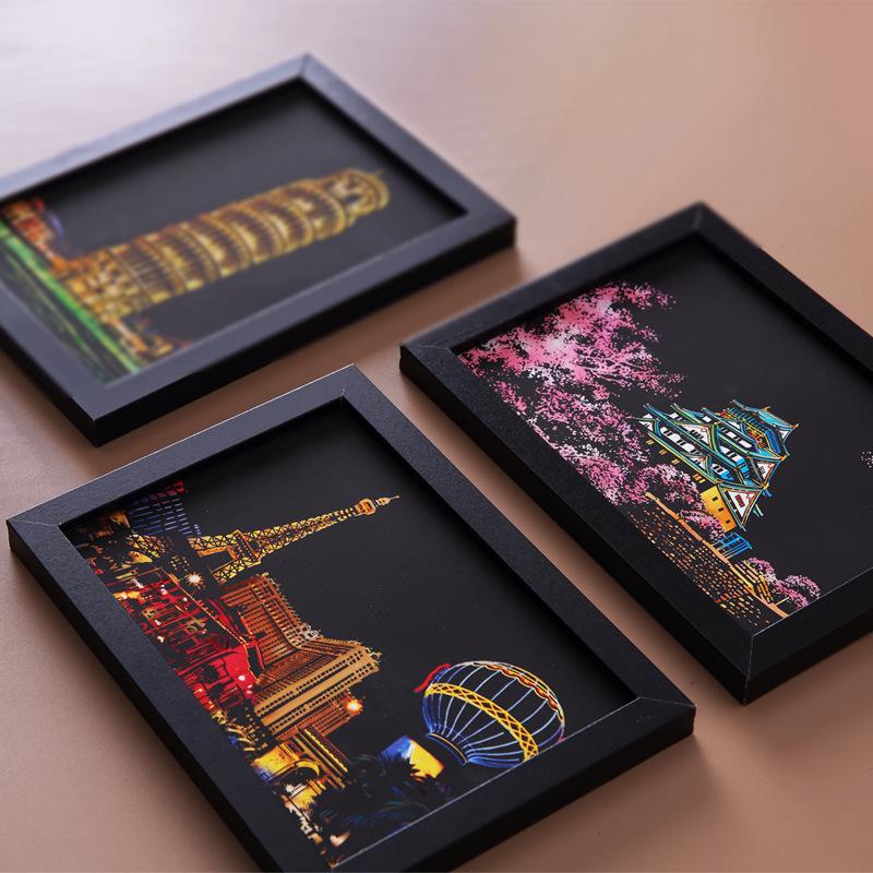 A5 Night View City Scenery DIY Scratch Painting for Kids - Eco-friendly Architecture Art Paper