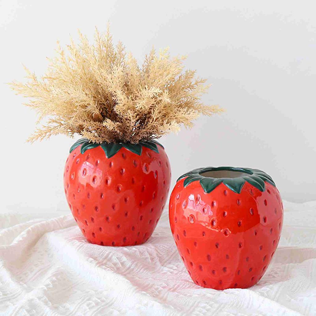 Erdbeer-Vase Schöne Dekorative Fruchtförmige Keramikvase für Couchtisch Bücherregal