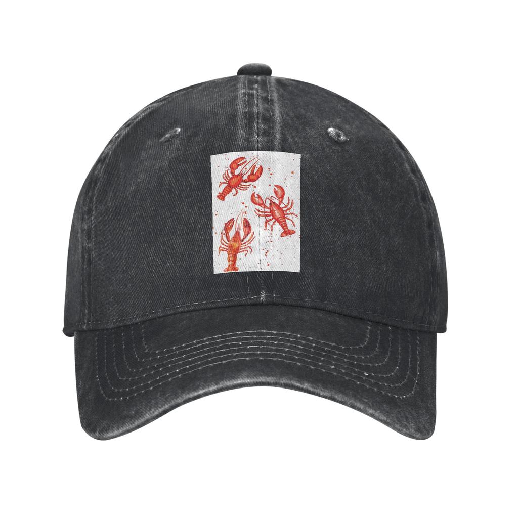 Lobsters And Lobster Seafood Festival Denim Fabric Cap Casual Baseball Caps Adjustable Hat Summer Unisex Baseball Hats