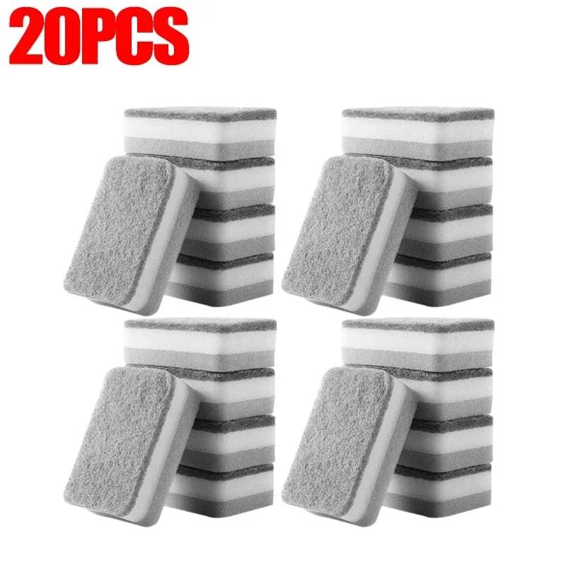 Magic Three Layers Cleaning Sponges Reusable Pan Pot Dishwashing Scouring Pads Household Kitchen Sponge Wipes Brush Clean Tools
