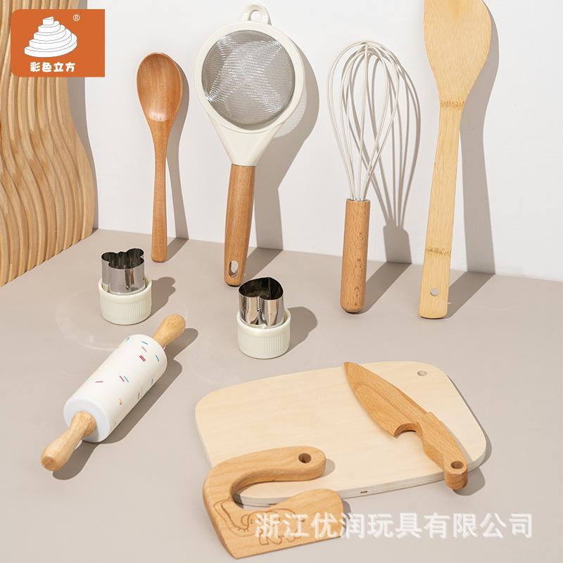 

Игрушки для кухни, бамбуковый нож для нарезки овощей и фруктов, деревянные ножи для детей, разделочная доска, костюм, игрушки разноцветный