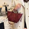 Light Luxury Solid PU Hasp Shoulder Bag for Women Commuting Frosted Leather Handbag   Large Capacity Niche Tote Bags
