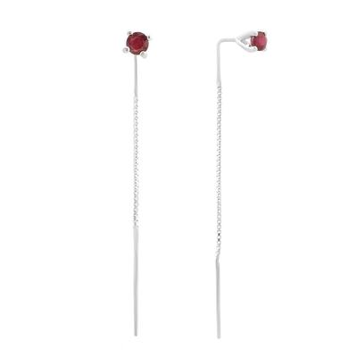 Silver Earrings with Natural Ruby 0.843ct (2167501)