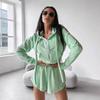 2026 Womens Solid Color Long Sleeve Zip-Up Hooded Cardigan Elastic Waist Shorts 2-Piece Casual Set
