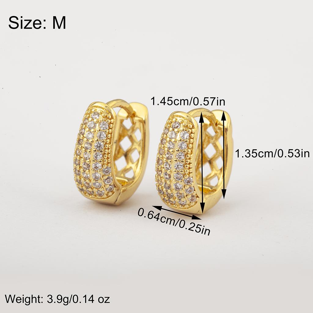 Nidin Light Luxury White Zircon Angular Hollow Round Hoop Earrings For Women Female Fashion Temperament Ear Jewelry Party Gifts