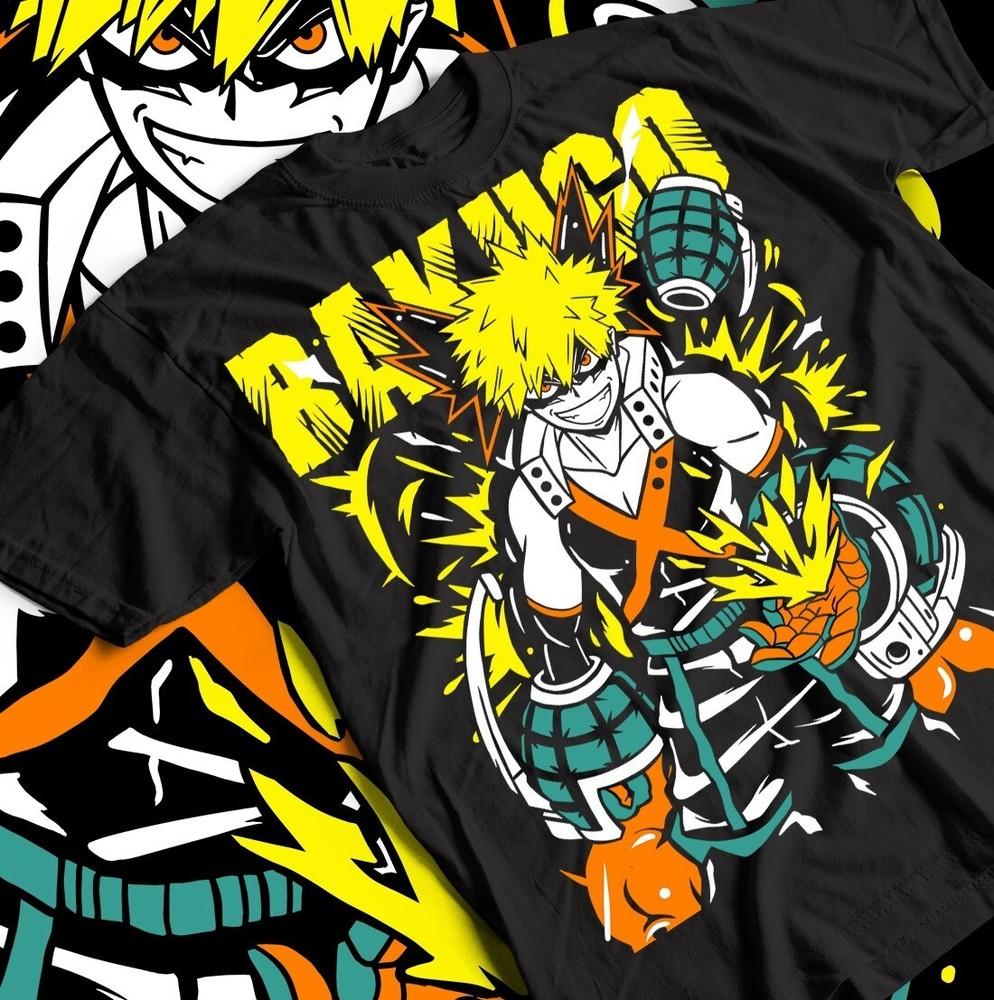 

Футболка Бакуго Кацуки Моя геройская академия МГА Аниме Девушка Подарок Футболка Футболка Все Размеры XL