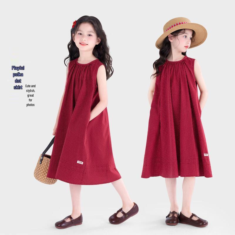 Tutuxiaoxiang Girls  Polka Dot Sleeveless A-line Dress 160