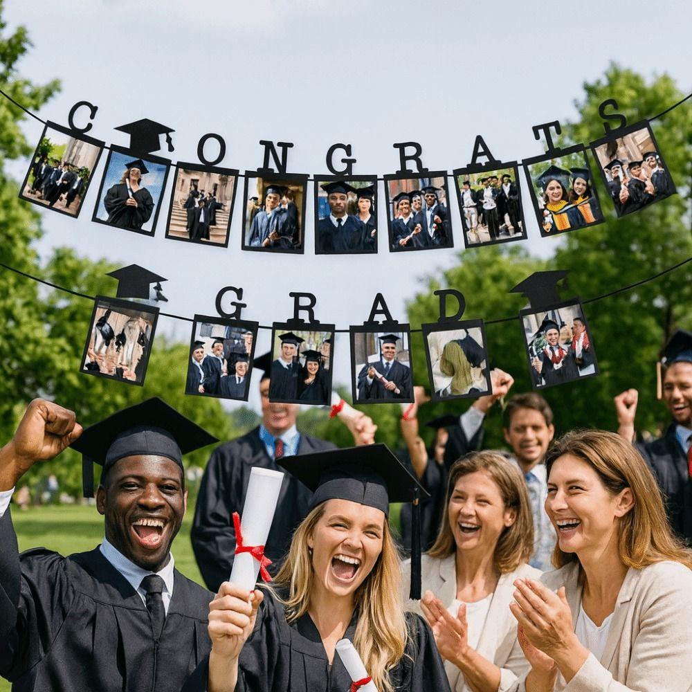 12. Klasse Herzlichen Glückwunsch Absolvent Banner Feiern Fotorahmen Hängeflagge Universitätsabschluss