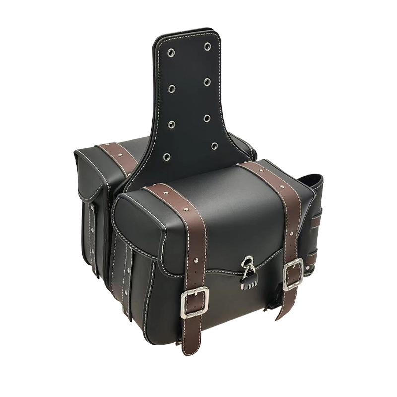Retro PU Leather Anti-theft Motorcycle Saddlebag - Waterproof