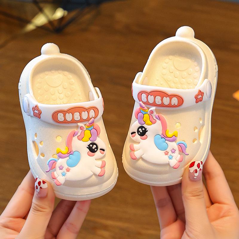 Chaussures Sabots Dessin Animé DIY pour Enfants Filles, Claquettes d'Été pour Tout-Petits, Bout Anti-Collision Mignon, Âges 1-3