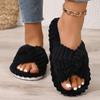 Couple Style Slippers, Lightweight for Home Use. Classic Elegance, Crossed Straps, Fluffy and Soft, Skin Friendly and Warm, One Foot Kick