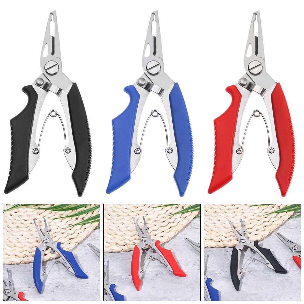 Plastic Handle Fishing Pliers Blue Black Red Stainless Steel Scissor Portable Clipper Tool  Outdoor