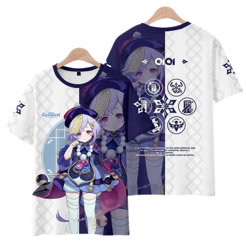 Genshin Impact 3D Printed Men's and Women's T-shirts, Harajuku Casual Short Sleeved T-shirts, Summer Fashion, Oversized Unisex Streetwear