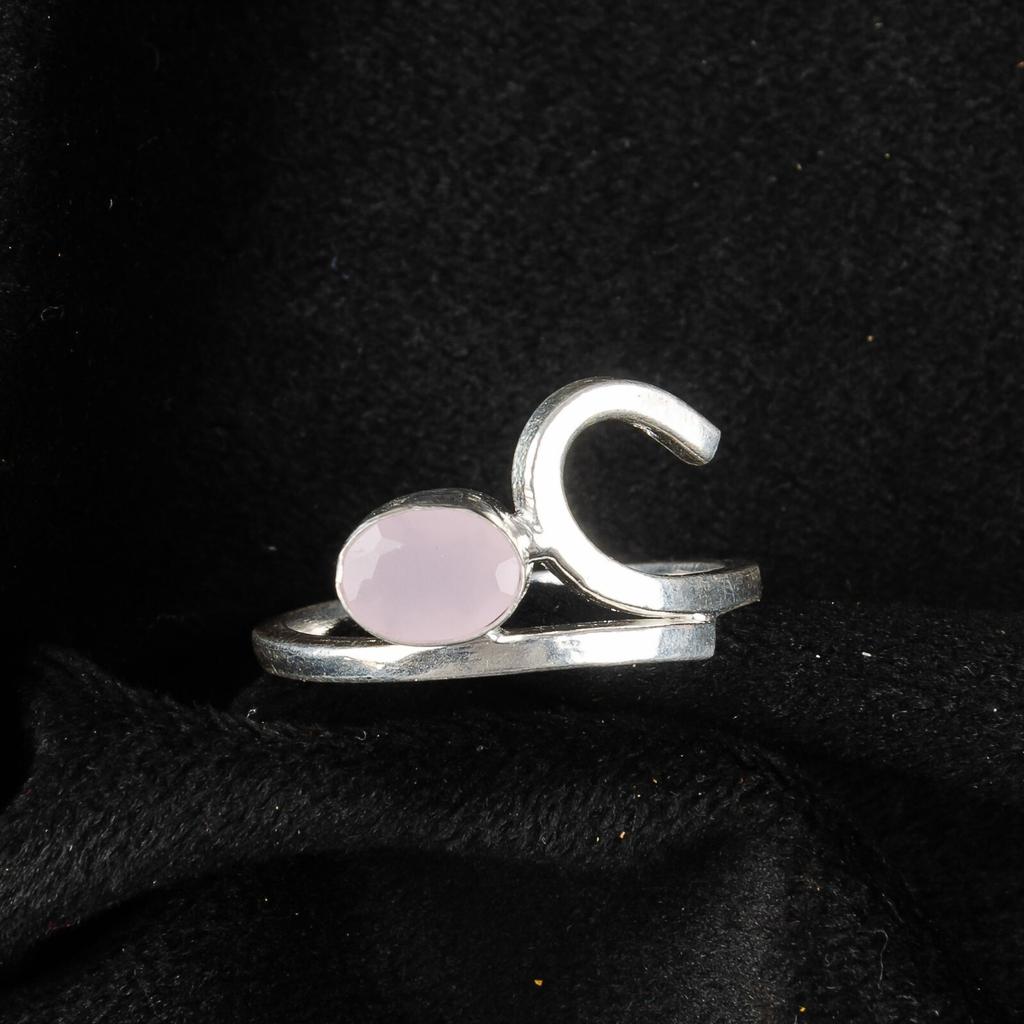 Rose Chalcedony Gemstone 925 Sterling Silver Jewelry Handmade Birthstone Ring RR-27-16