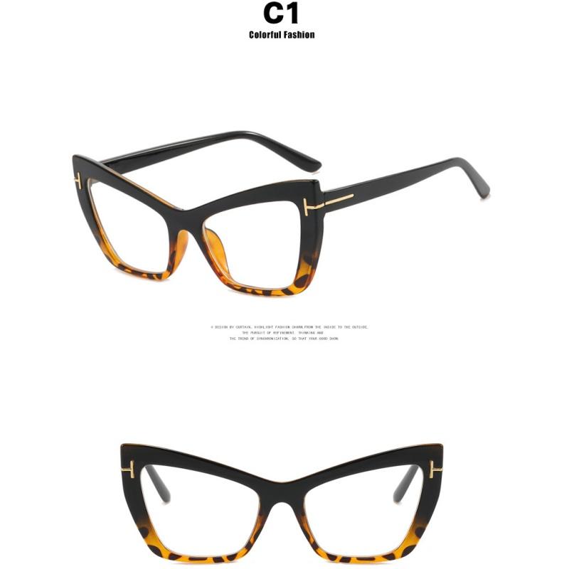 Women's Glasses T-word Cat Eye Glasses, Fashionable Large-frame Glasses