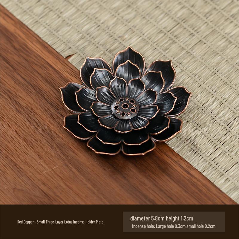 Double-Layer Antique Lotus Incense Burner for Tea Ceremony and Buddha Worship with Multi-Hole Sandalwood Stick Holder.